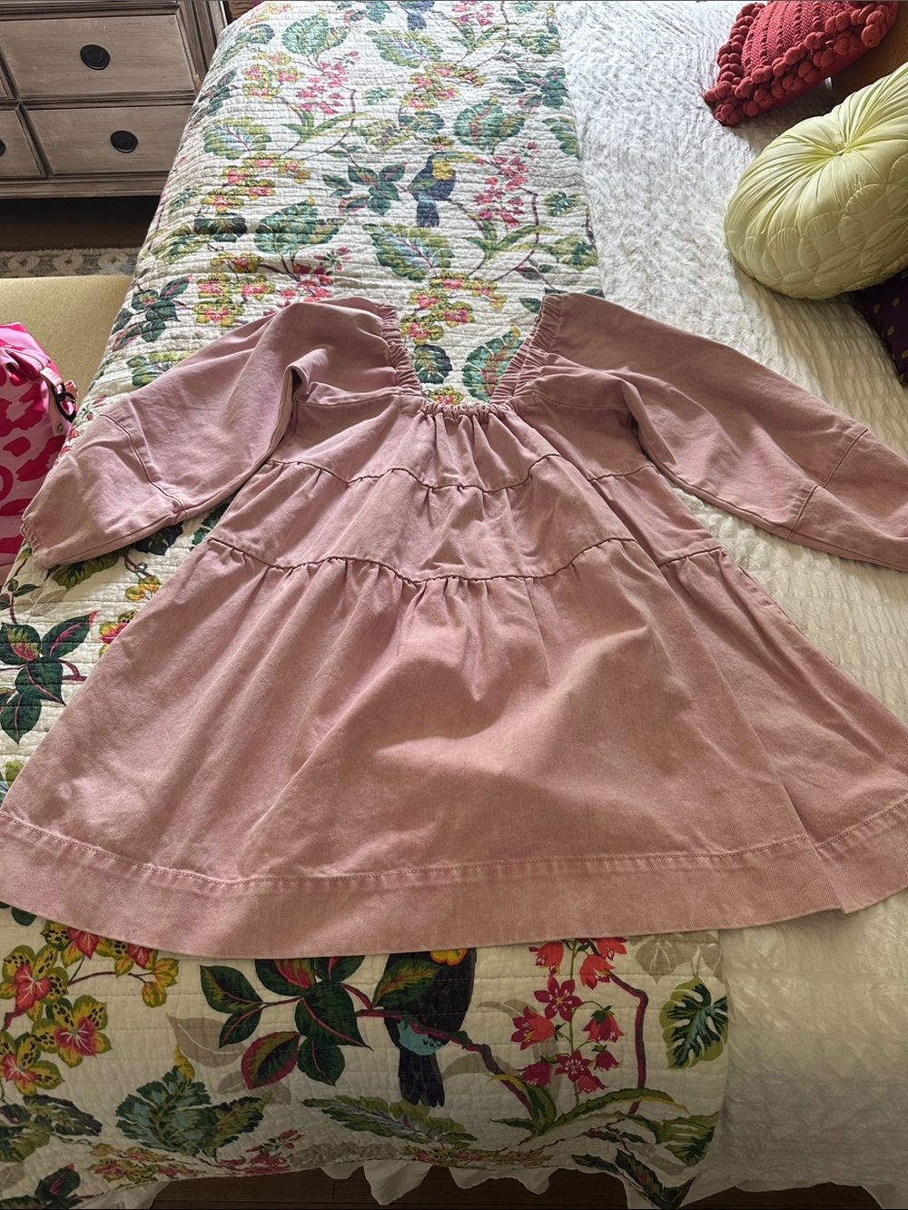 Free People Girls' Dusty Pink Tiered Long-Sleeve Dress